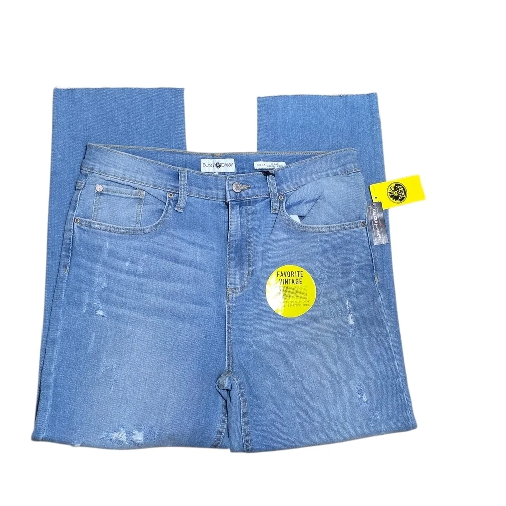 Black Daisy Hi-rise Straight Crop